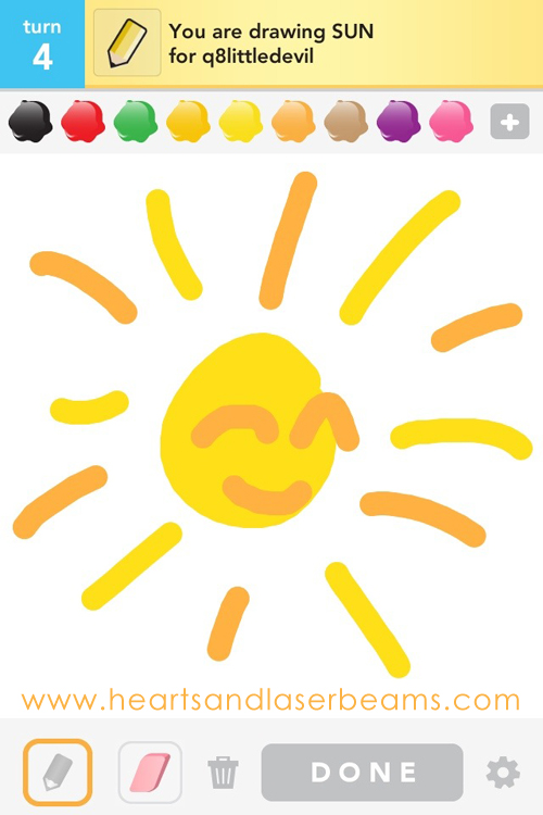 draw something sun by hearts and laserbeams