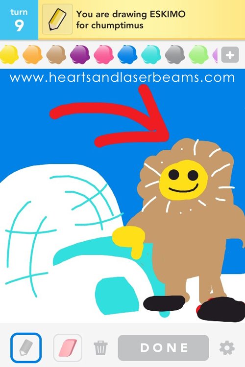 draw something eskimo by hearts and laserbeams
