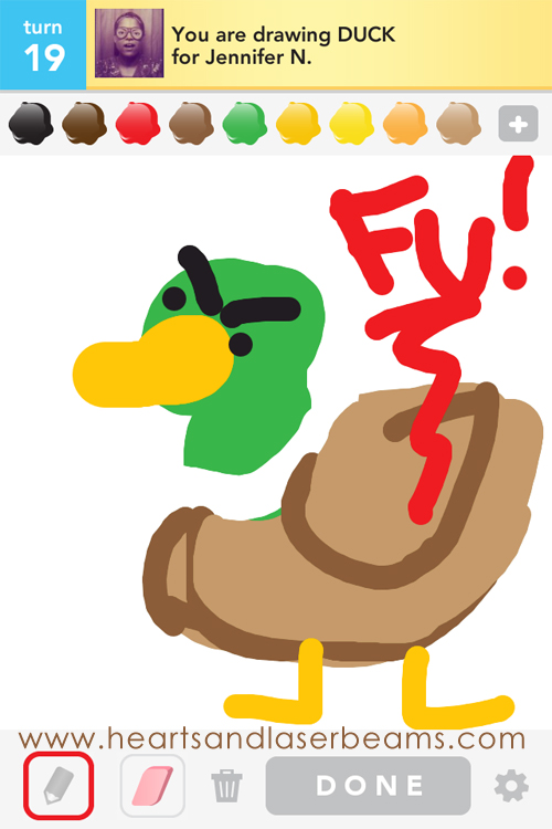 draw something duck by hearts and laserbeams