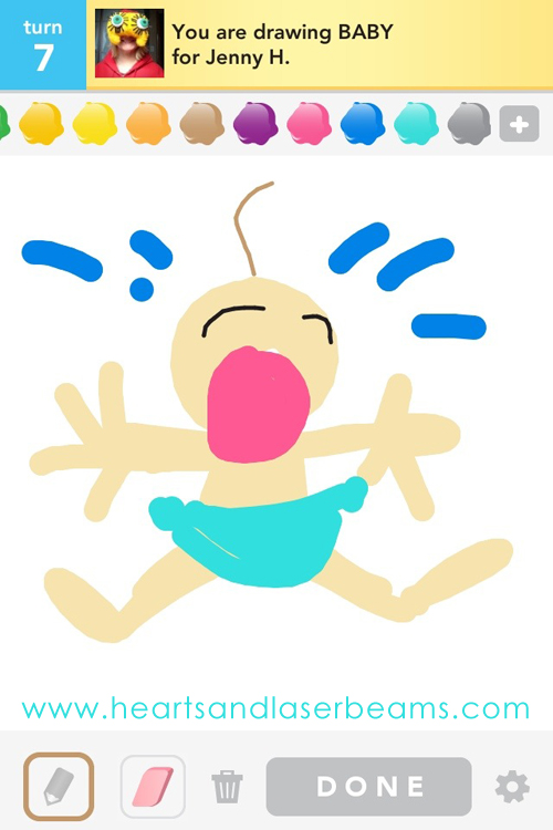 draw something baby by hearts and laserbeams