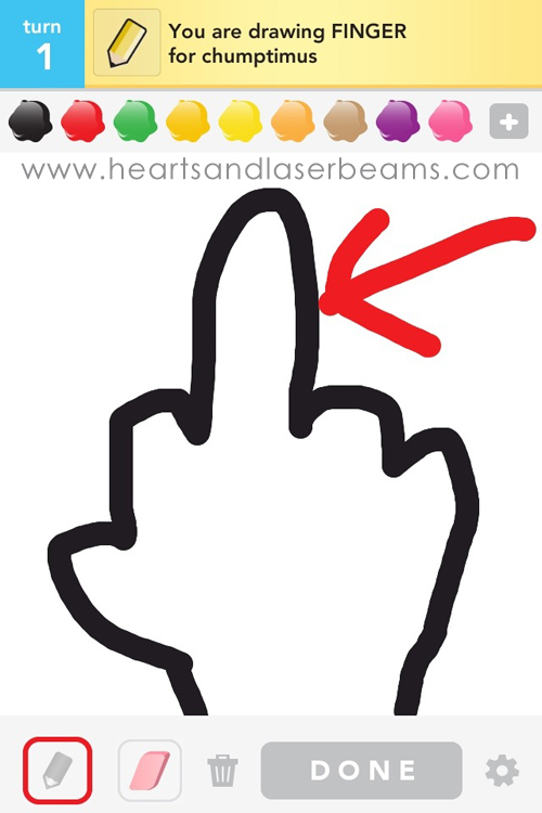 draw something finger by hearts and laserbeams