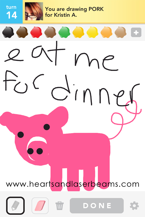 Draw Something pork by hearts and laserbeams