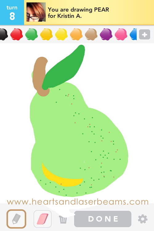 draw something pear by hearts and laserbeams