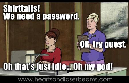 Cheryl and Pam guess Mallory's password on Archer