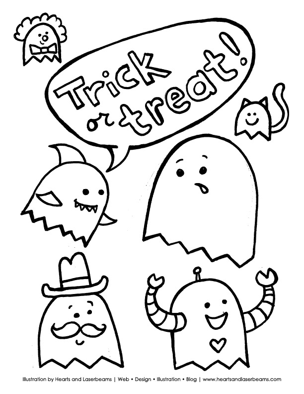 Free Halloween Printable Trick or Treat Ghosts by Hearts and Laserbeams