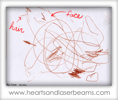 Funny Kids Drawings  - Phil's Phirst Drawing of Muhmuh from Hearts and Laserbeams